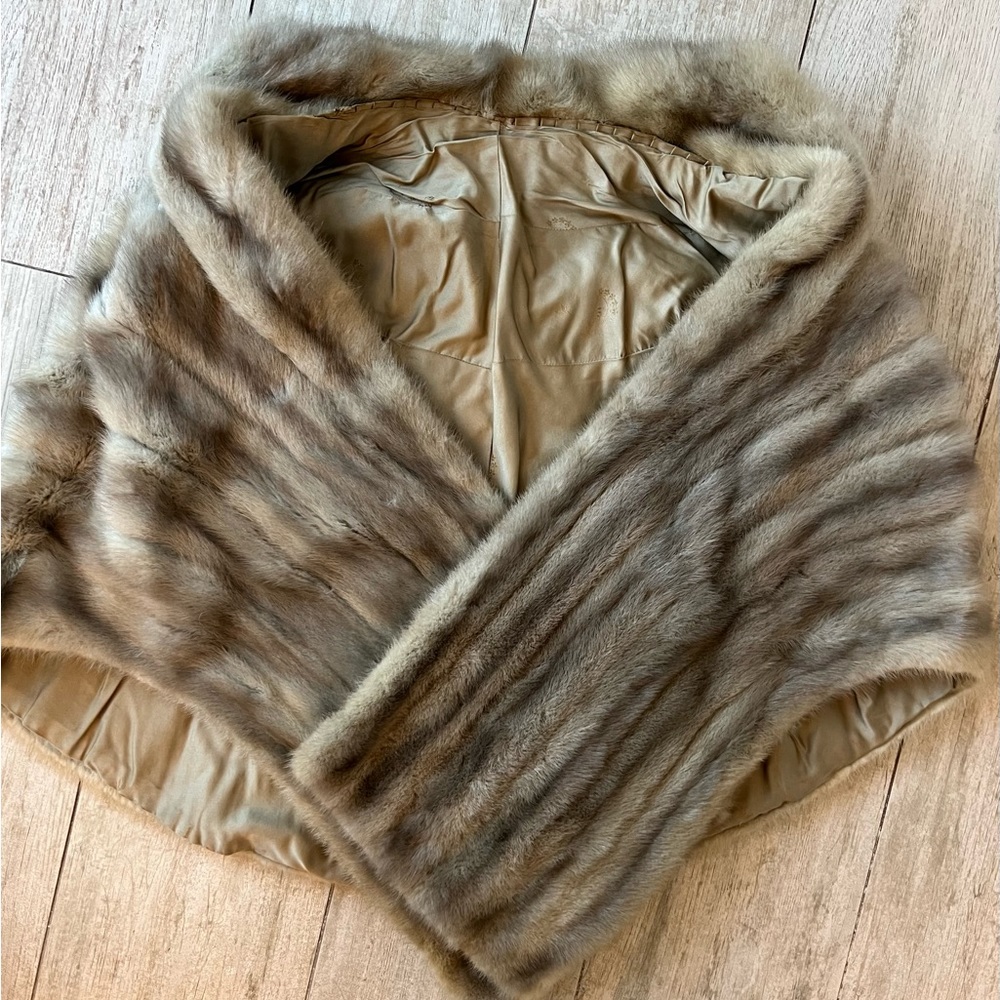 Vintage mink fur wrap stole womens coat